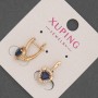 Xuping Earrings with White Rhinestones and Blue Crystal, diameter 9mm+/-, length 16mm+/- 18K Gold Plated