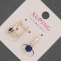 Xuping Earrings with White Rhinestones and Blue Crystal, Diameter 6mm+/-, Length 17mm+/- 18K Gold Plated