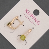 Xuping Earrings with White Rhinestones and Olive Crystal, diameter 6mm+/-, length 17mm+/- 18K Gold Plated