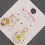 Xuping Earrings with White Rhinestones and Olive Crystal, Diameter 12mm+/-, Length 20mm+/- 18K Gold Plating