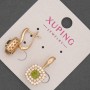 Xuping Earrings with White Rhinestones and Olive Crystal, Diameter 12mm+/-, Length 20mm+/- 18K Gold Plating