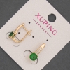 Xuping Earrings with White Rhinestones and Green Crystal, diameter 6mm+/-, length 17mm+/- 18K Gold Plated