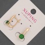Xuping Earrings with White Rhinestones and Green Crystal, diameter 6mm+/-, length 17mm+/- 18K Gold Plated