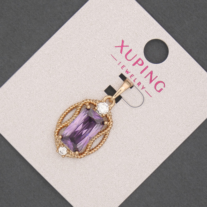 Xuping Pendant with Purple Crystal, Diameter 14mm+/-, Length 28mm+/- 18K Gold Plating