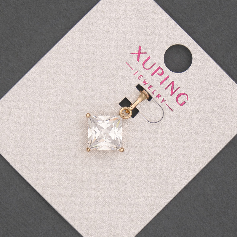 Xuping Pendant with White Crystal, Diameter 12mm+/-, Length 20mm+/- 18K Gold Plated