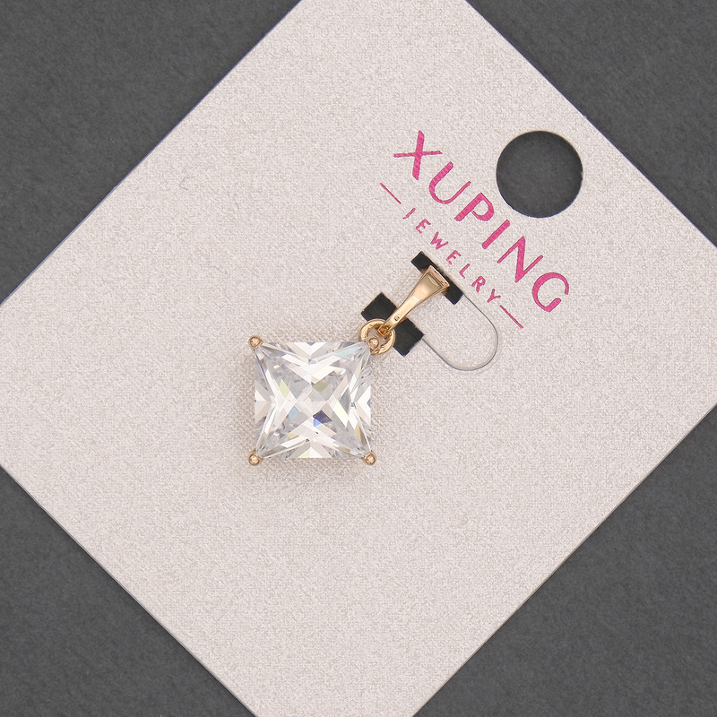 Xuping Pendant with White Crystal, diameter 14mm+/-, length 21mm+/-, 18K Gold Plating