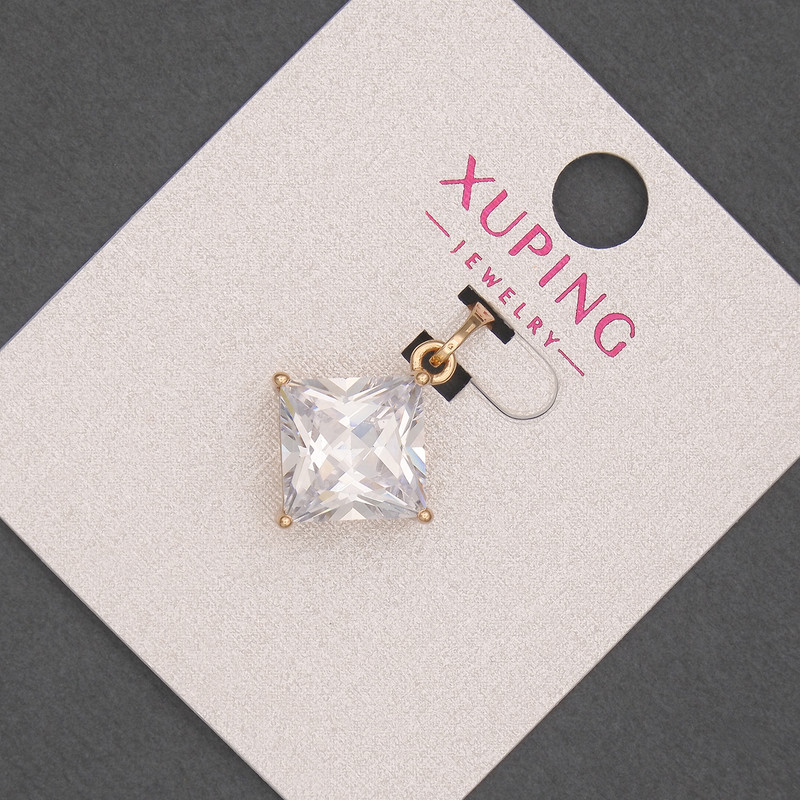 Xuping Pendant with White Crystal, diameter 15mm+/-, length 21mm+/-, 18K Gold Plating