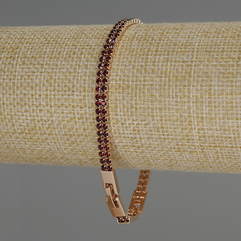 Xuping Bracelet 18K Gold Plated Red Rhinestones, thickness 4.5mm+/-, length 17-19cm