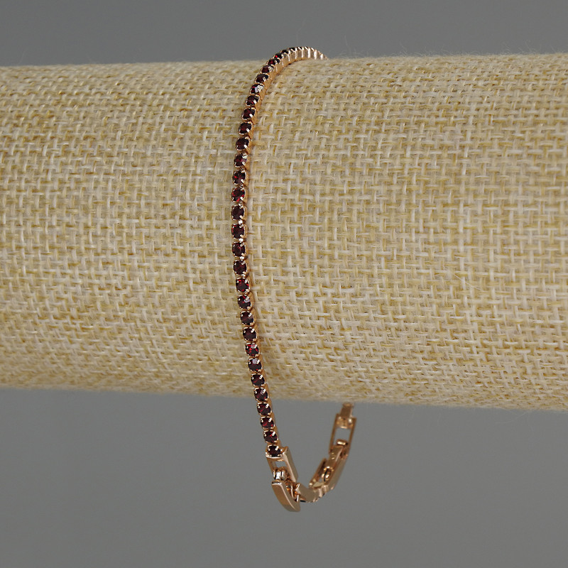 Xuping Bracelet 18K Gold Plating Red Rhinestones, Thickness 2.0mm+/-, Length 17-19cm