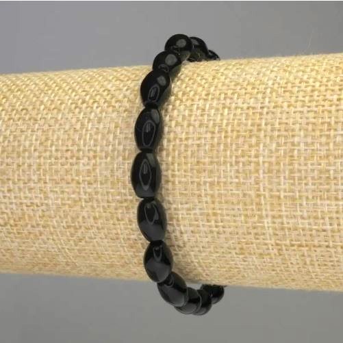 Bracelet Agate Grain, diameter 12x8mm+-, length 18cm stretch