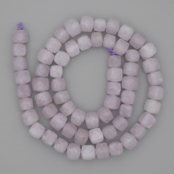 Kunzite Beads on Thread Faceted Cube, Diameter 7x7mm+/-, Length 39cm+