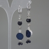 Earrings Aventurine Cairo Night Faceted Round 8mm+- Acrylic Druzy 13mm+-, length 68mm+