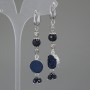 Earrings Aventurine Cairo Night Faceted Round 8mm+- Acrylic Druzy 13mm+-, length 68mm+