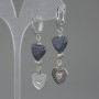 Hematite Heart Earrings, diameter 12mm+/-, length 55mm+