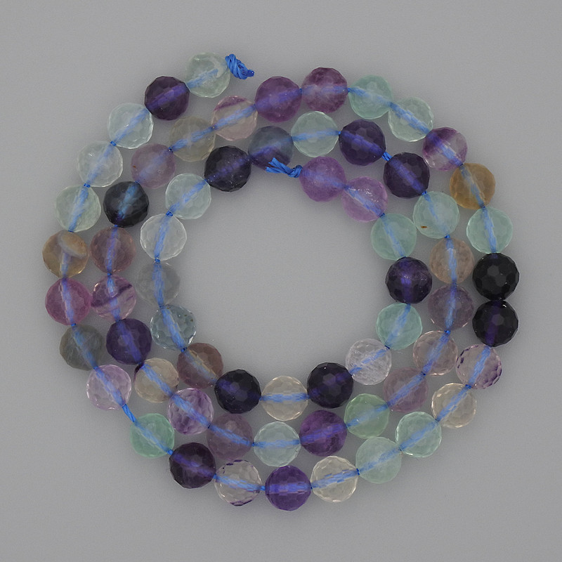 Natural Fluorite Faceted Round Beads, diameter 6mm+-, length 38cm+