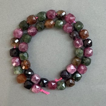 Tourmaline Faceted Cube Beads 9x9mm+- on a strand, length 37cm+