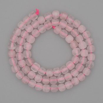 Beads Natural Stone Rose Quartz Faceted Cube, diameter 5mm+-, length 38cm+