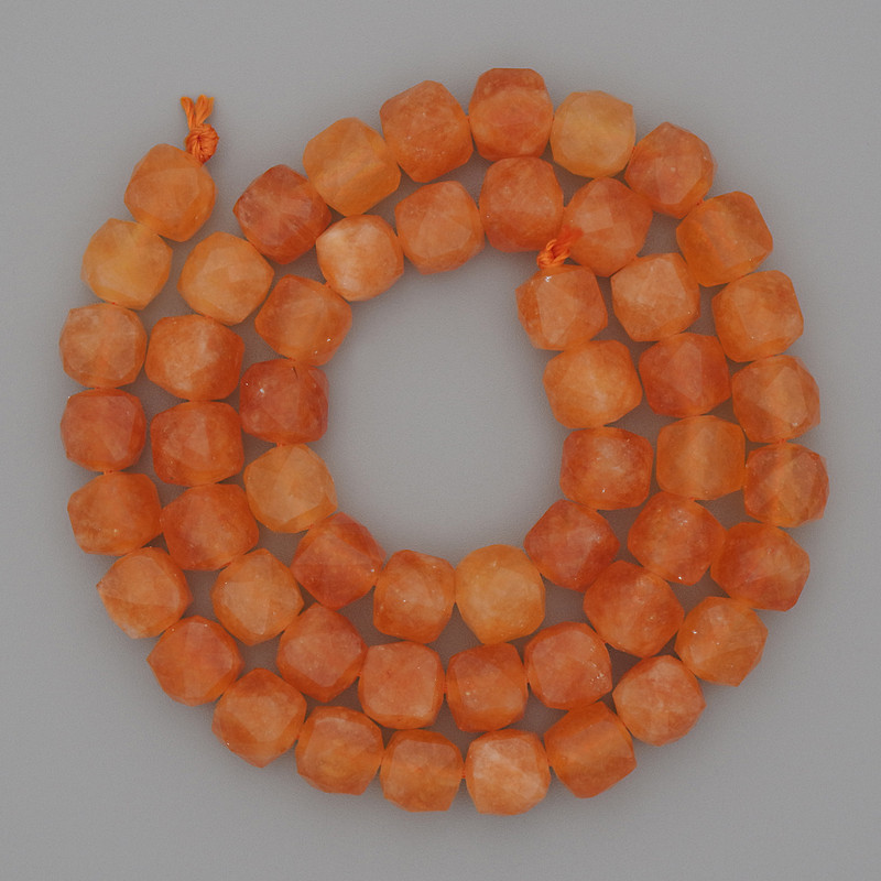 Beads Natural Stone Jade Machang Faceted Cube, diameter 7x7mm+-, length 37cm+