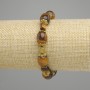 Tiger's Eye Barrel Bracelet, diameter 14x10mm+-, faceted coin bead diameter 8mm with metal spacers, length 18cm+- stretch