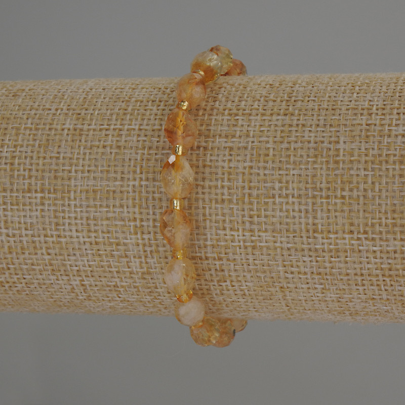 Citrine Faceted Grain Bracelet, diameter 8x6mm+- with 3mm+- seed beads, length 18cm stretch