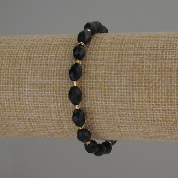 Bracelet Smoky Topaz faceted bead, diameter 8x6mm± with seed beads 3mm±, length 18cm stretch
