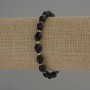 Bracelet Smoky Topaz faceted bead, diameter 8x6mm± with seed beads 3mm±, length 18cm stretch