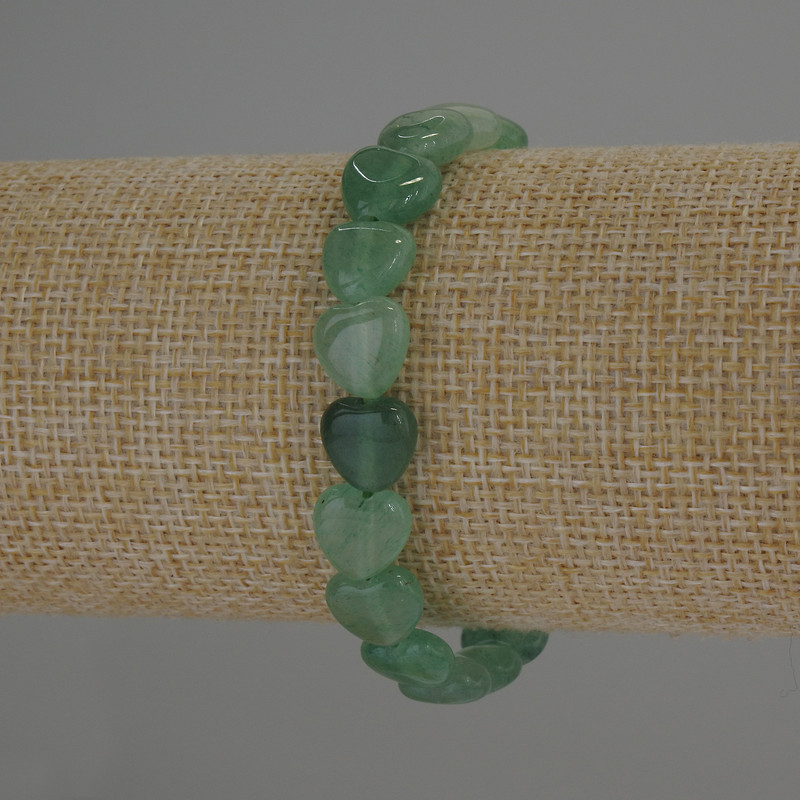 Jade Heart Bracelet, Diameter 10x10mm+-, Length 18cm Stretch