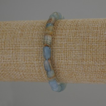 Blue Calcite Cylinder Bracelet, diameter 9x6mm+/-, length 18cm+/- stretch
