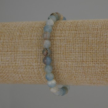 Blue Calcite Smooth Round Bead Bracelet, diameter 6mm+/-, length 18cm+/- stretch