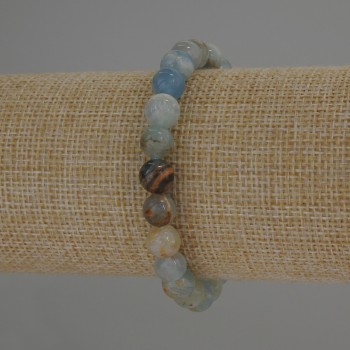 Blue Calcite Smooth Round Bead Bracelet, diameter 8mm+/-, length 18cm+/- stretch