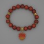 Bracelet Red Jasper Smooth Round, diameter 10mm+- with metal inserts, length 18cm+- stretch
