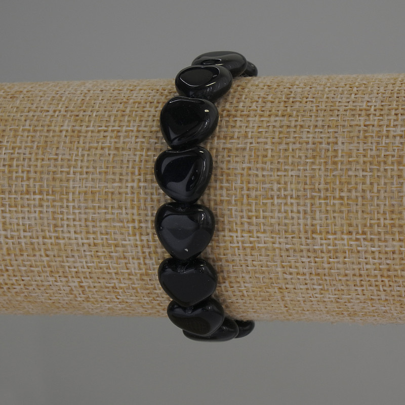 Agate Natural Stone Heart Bracelet, diameter 12x12mm+/-, length 18cm stretch