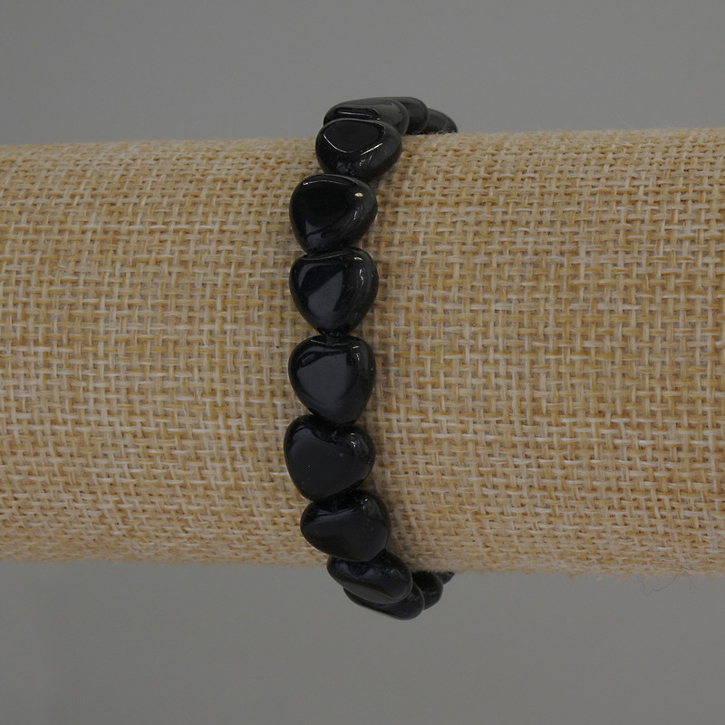 Clearance! Agate Natural Stone Heart Bracelet, diameter 10x10mm+/-, length 18cm stretch