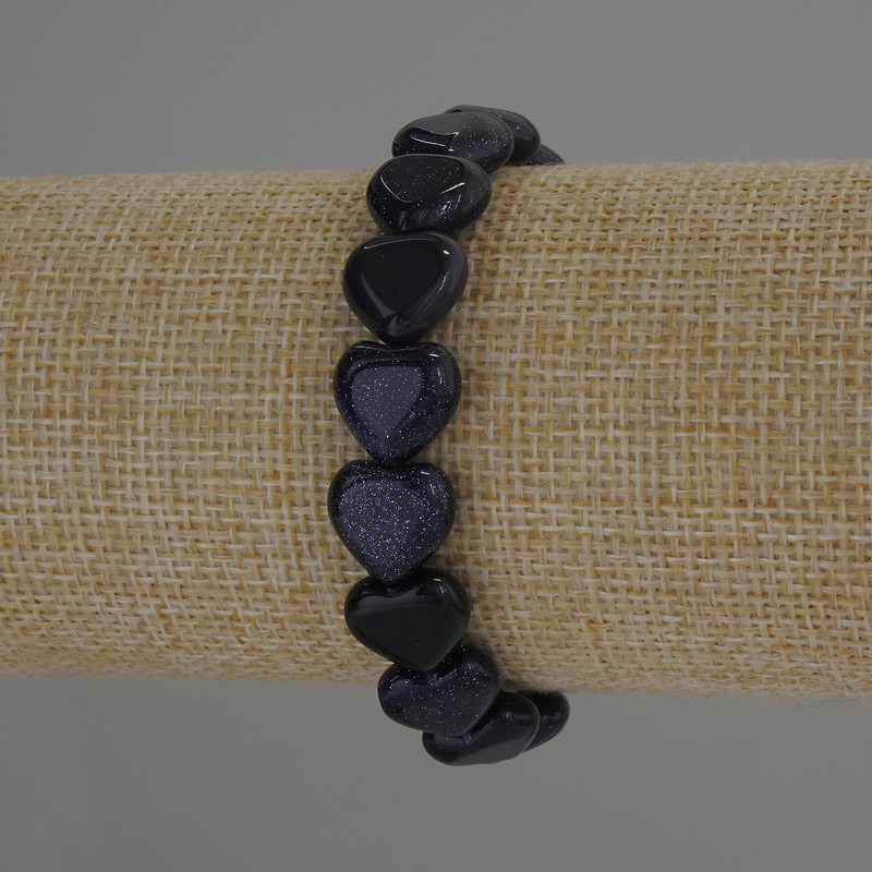 Aventurine “Cairo Night” Heart Bracelet, diameter 12x12mm+-, length 18cm, stretch