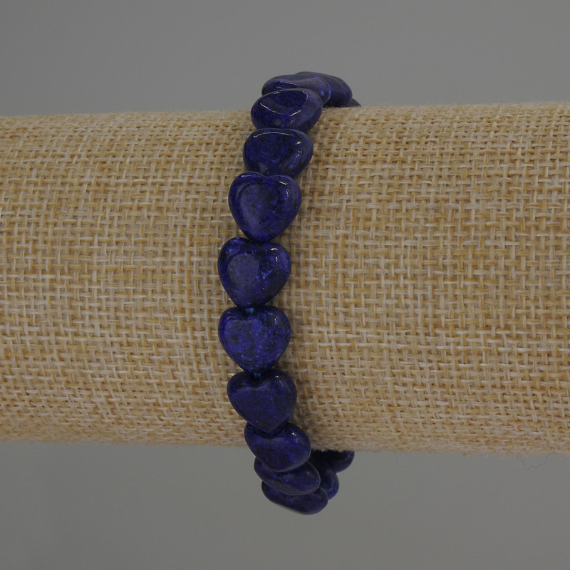 Lapis Lazuli Heart Bracelet, Diameter 10x10mm+-, Length 18cm Stretch
