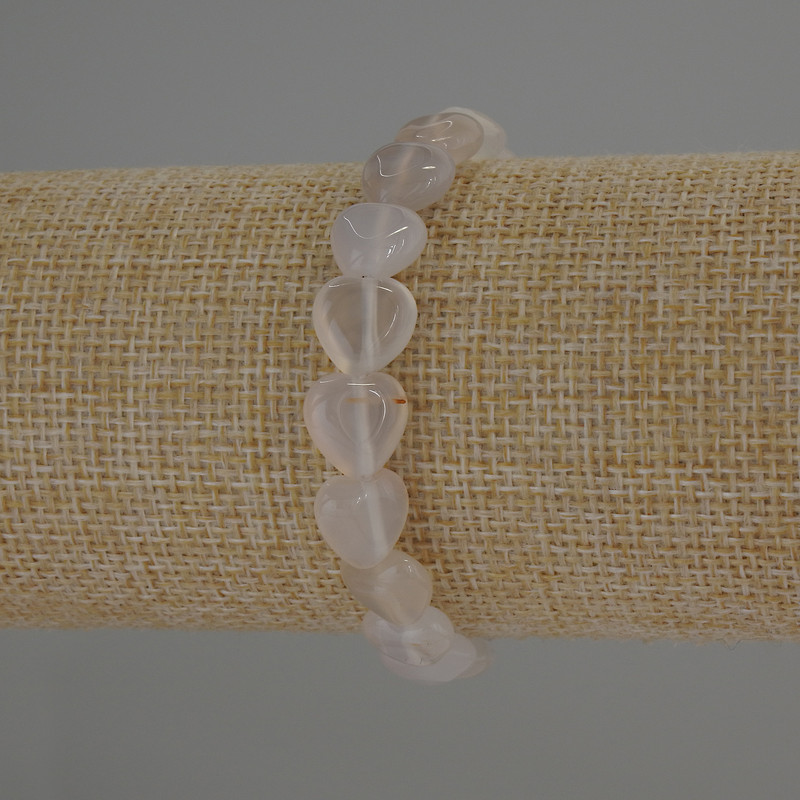 Agate Natural Stone Heart Bracelet, Diameter 10x10mm+-, Length 18cm Stretch