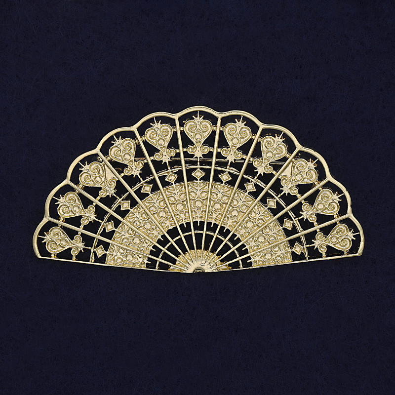 Fan Brooch Matte Gold-Tone Metal 62x32mm+