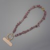 Strawberry Quartz Chip Phone Charm, 7-15x2-4mm+/-, ring diameter 24mm at the loop, length 40cm (37cm along the beads)