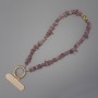 Strawberry Quartz Chip Phone Charm, 7-15x2-4mm+/-, ring diameter 24mm at the loop, length 40cm (37cm along the beads)