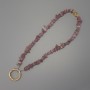 Strawberry Quartz Chip Keyring 7-15x2-4mm+/- Ring, 24mm Diameter at Eyelet, Length 40cm (Bead Length 37cm)