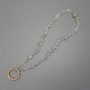 Rock Crystal Chip Keyring, 4-8x2-5mm+/-, ring diameter 24mm at the loop, length 40cm (37cm along the beads)