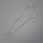 Rose Quartz Chip Keyring, 4-9x2-5mm+/-, ring diameter 24mm at the loop, length 40cm (37cm along the beads)