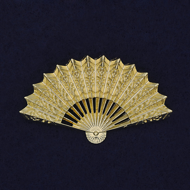 Fan Brooch Gold-tone Metal 54x35mm+