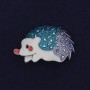 Hedgehog Brooch Enamel Rhinestones Gold-Tone Metal 39x29mm+