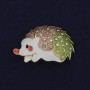 Hedgehog Brooch Enamel Rhinestones Gold-Tone Metal 39x29mm+