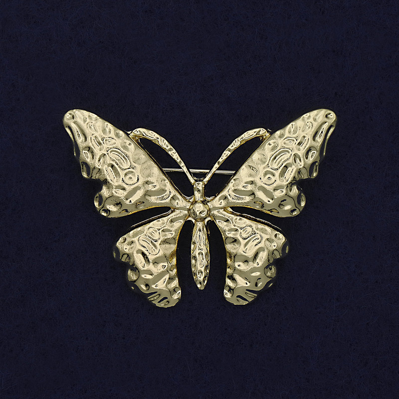 Butterfly Brooch Golden Metal 41x30mm+
