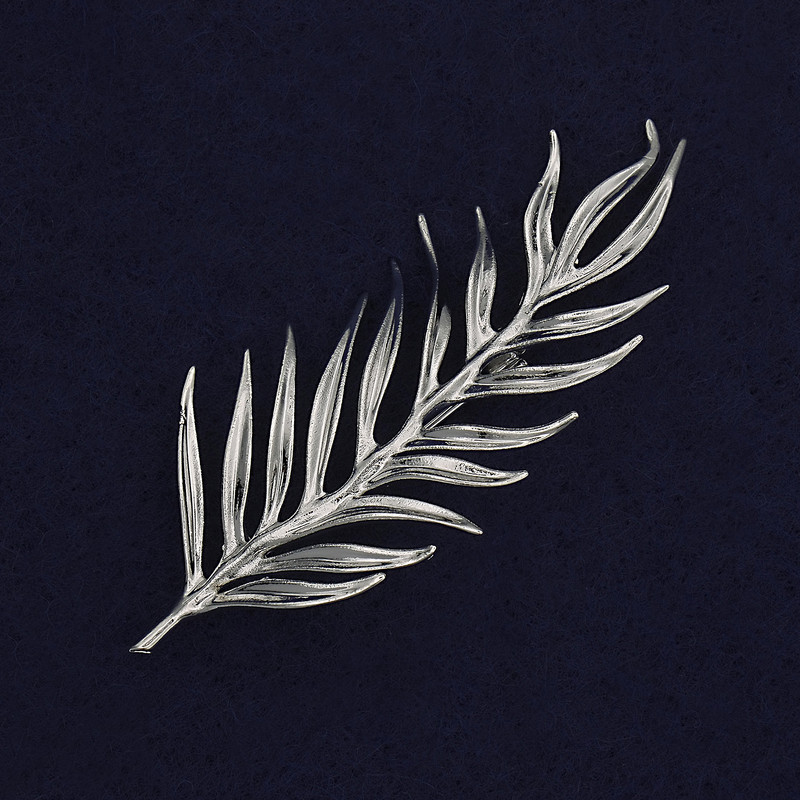 Leaf Brooch Silver-Tone Metal 59x28mm+