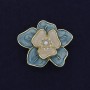 Flower Brooch, White & Blue Enamel with Pearl Accents, 33mm+/-, Gold-Tone Metal