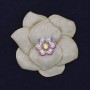 Flower Brooch Pendant, White Enamel & Rhinestones, 48mm+/-, Gold-Tone Metal