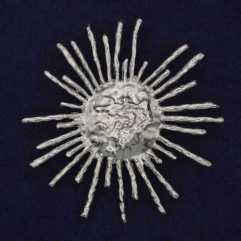 Accent Sun Brooch, Silver-tone Metal 65mm+
